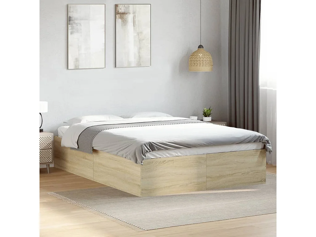 Estrutura de cama 120x190 cm derivados madeira carvalho sonoma