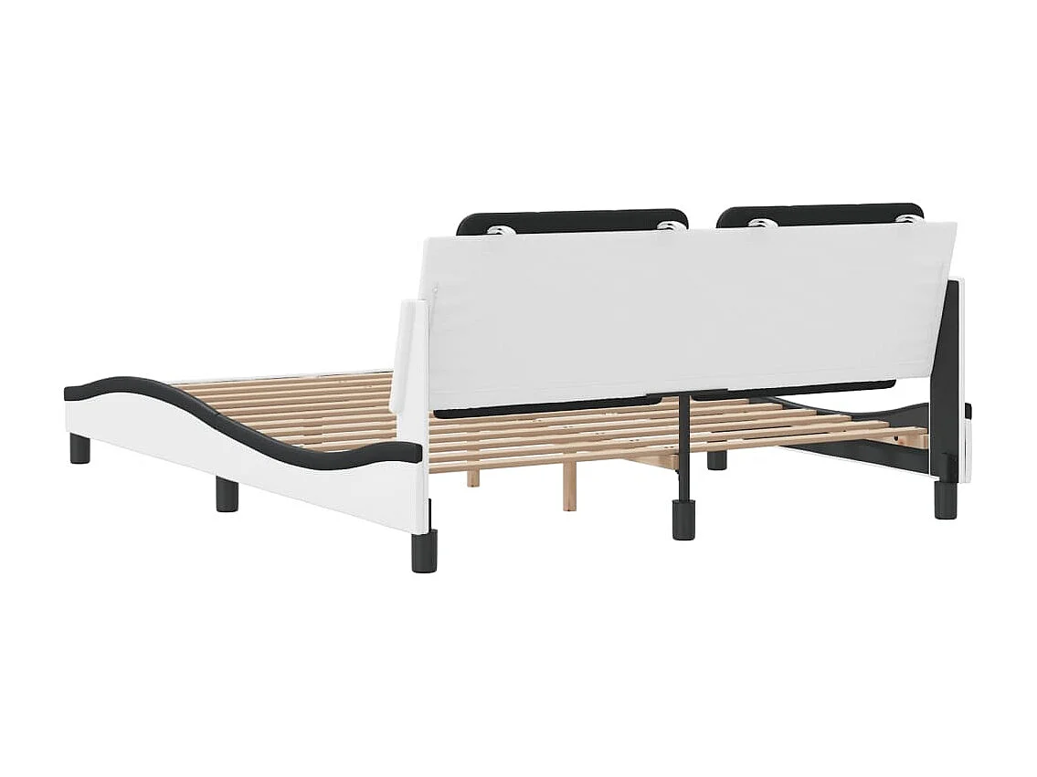Estructura cama cabecero cuero sintético blanco negro 160x200cm