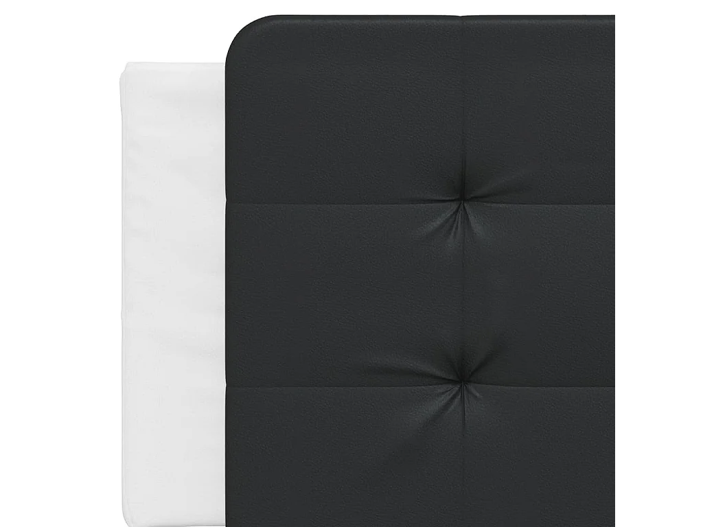 Estrutura cama c/ cabeceira 160x200 couro artif. branco/preto