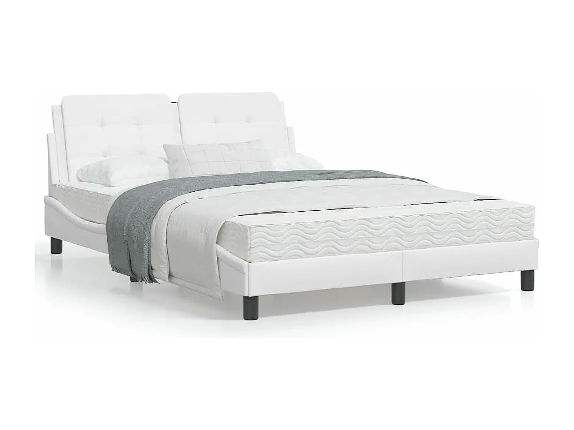 Cadre de lit avec lumières LED blanc 140x190 cm similicuir