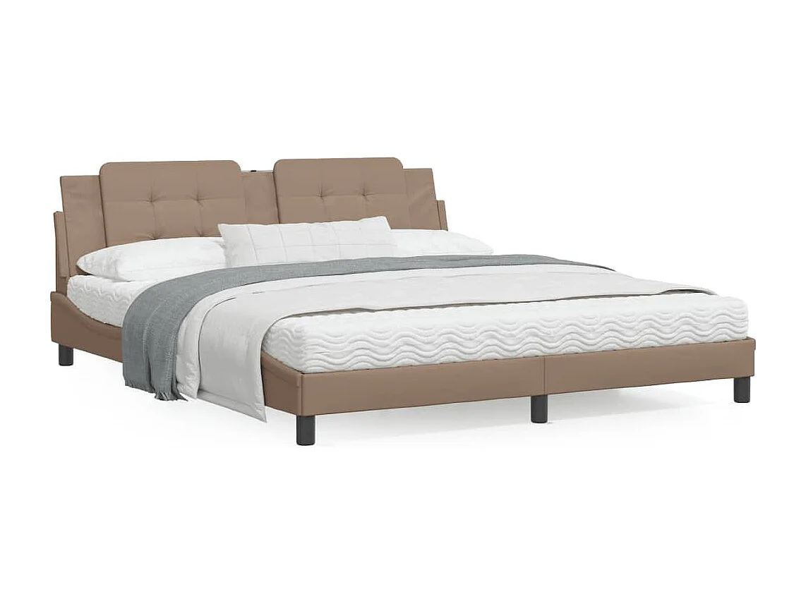Estrutura cama cabeceira 180x200 cm couro artificial cappuccino