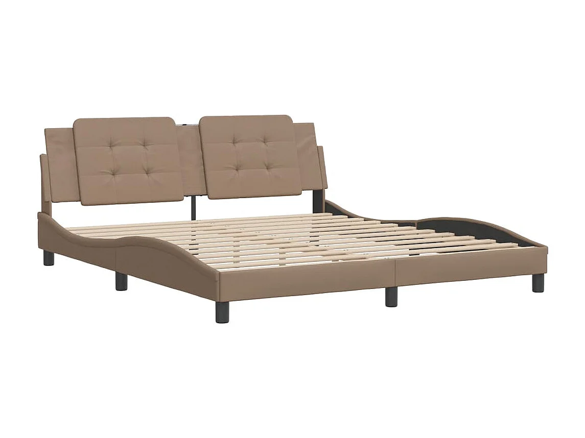 Estrutura cama cabeceira 180x200 cm couro artificial cappuccino