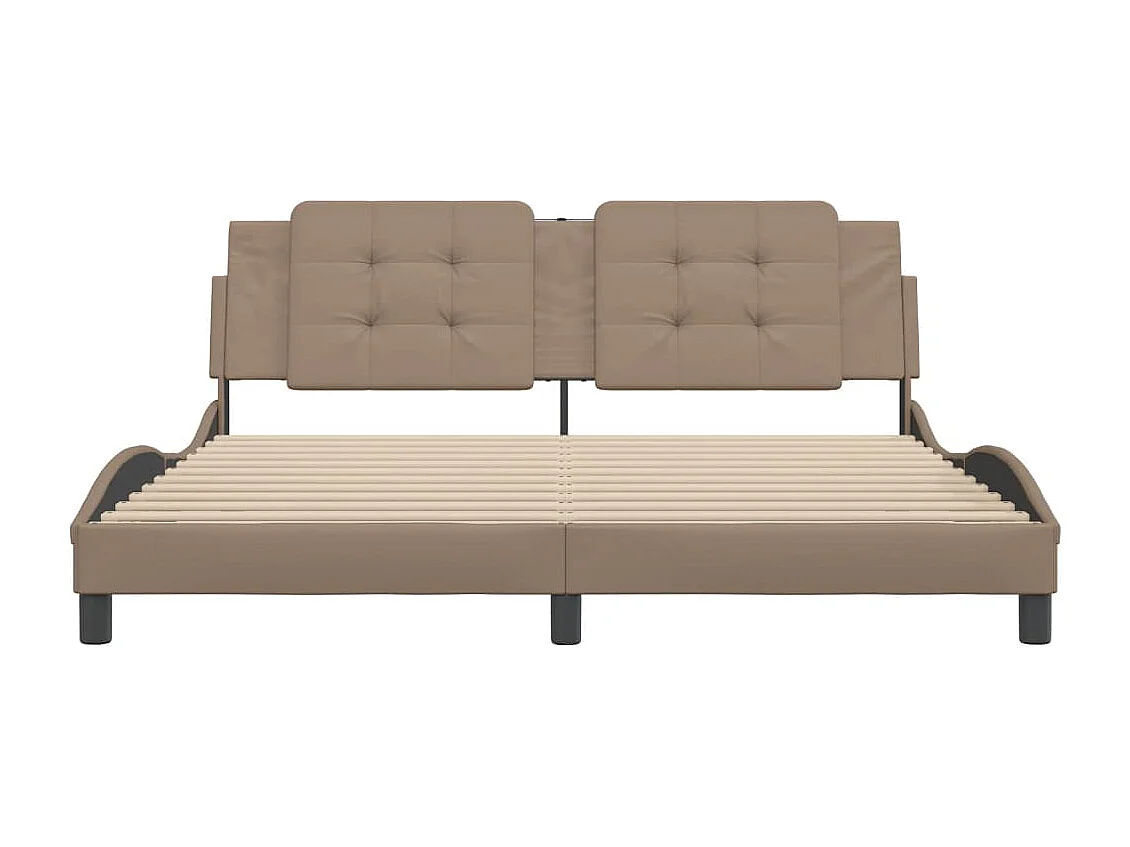 Estrutura cama cabeceira 180x200 cm couro artificial cappuccino