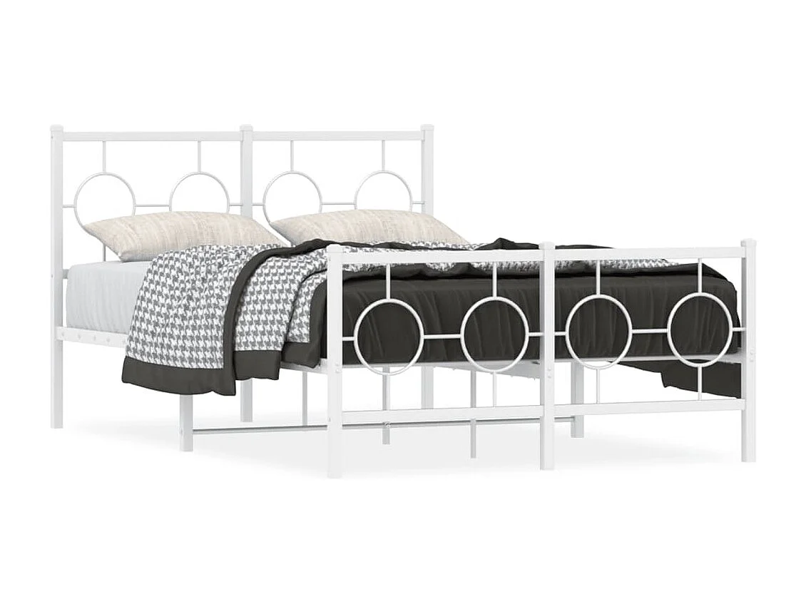 Estrutura de cama com cabeceira e pés 120x190 cm metal branco