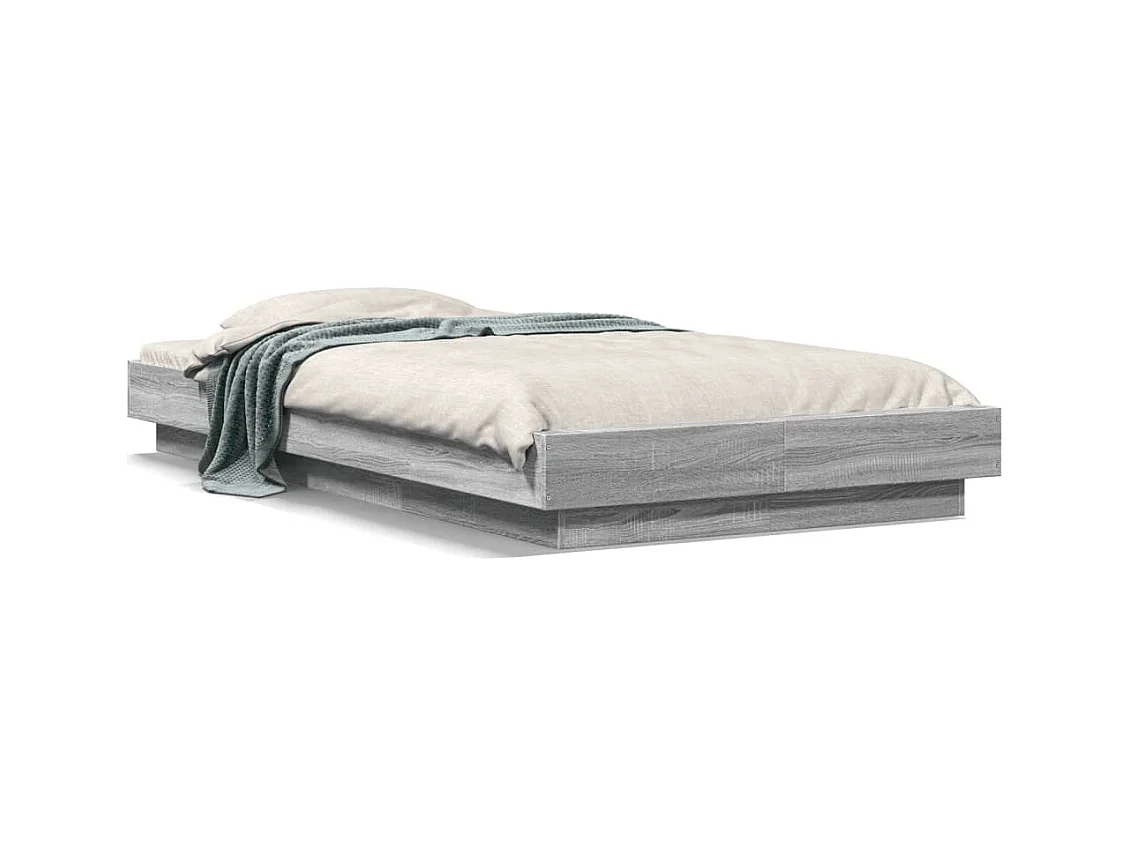 Estructura cama con luces LED madera gris Sonoma 100x200 cm