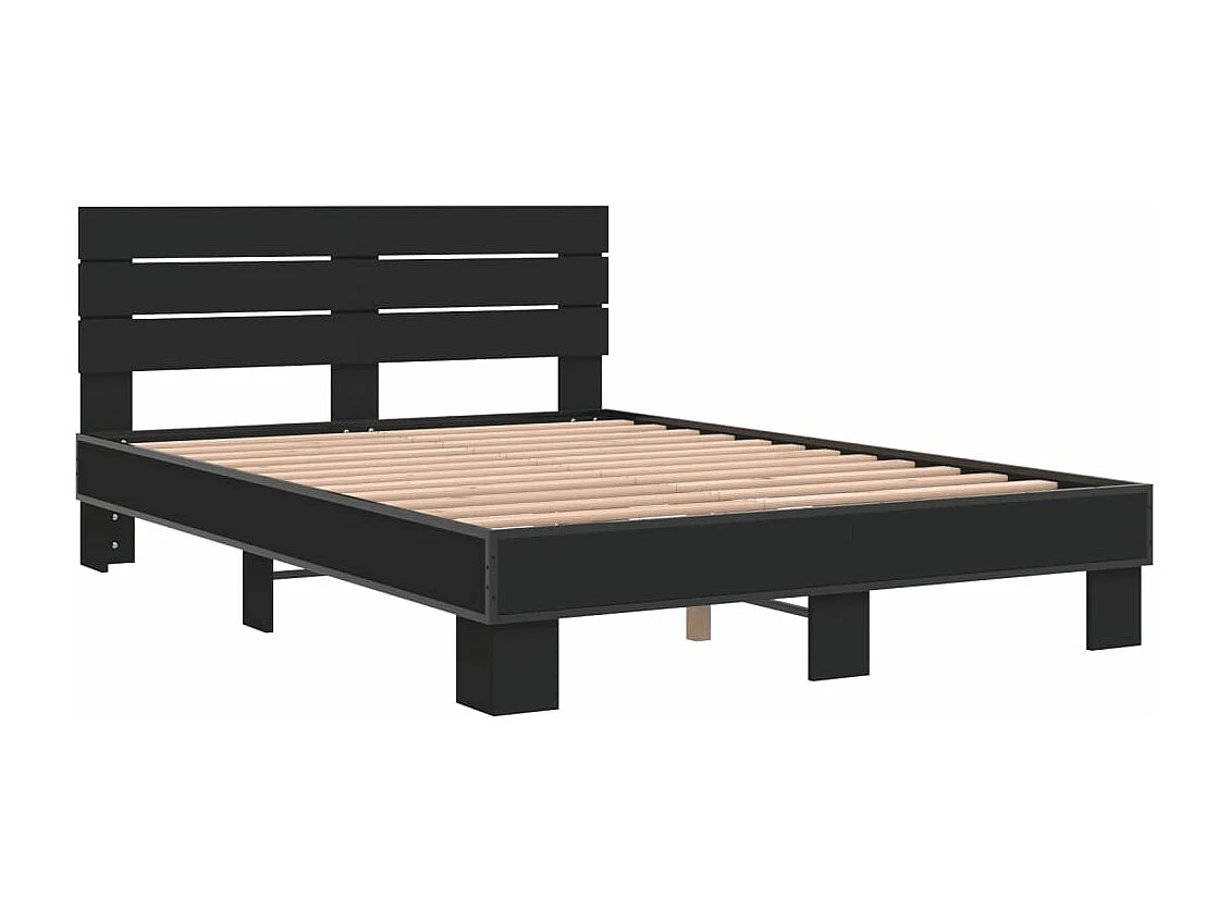Estructura de cama madera de ingeniería y metal negro 120x200cm