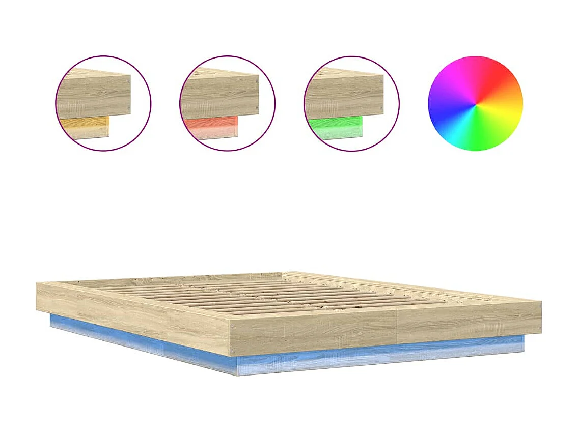 Estructura cama con luces LED madera roble Sonoma 120x190 cm
