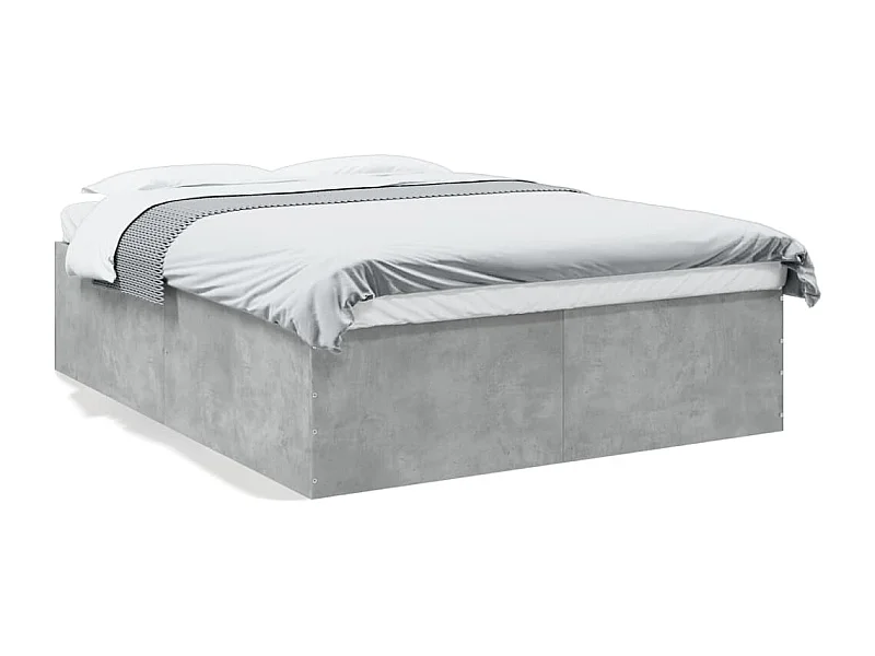 Cadre de lit gris béton 160x200 cm bois d'ingénierie