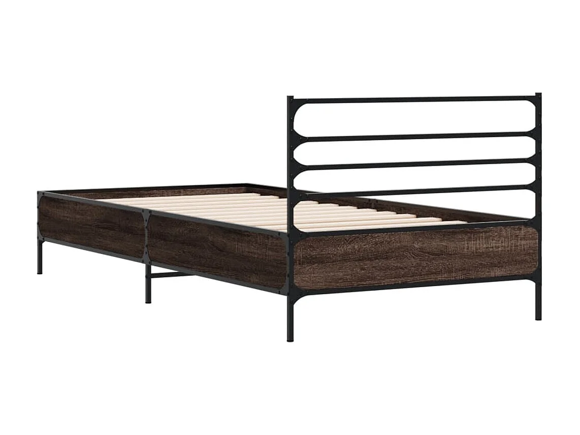 Cadre de lit chêne marron 90x190 cm bois d'ingénierie et métal
