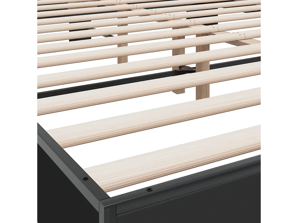 Cadre de lit noir 160x200 cm bois d'ingénierie et métal