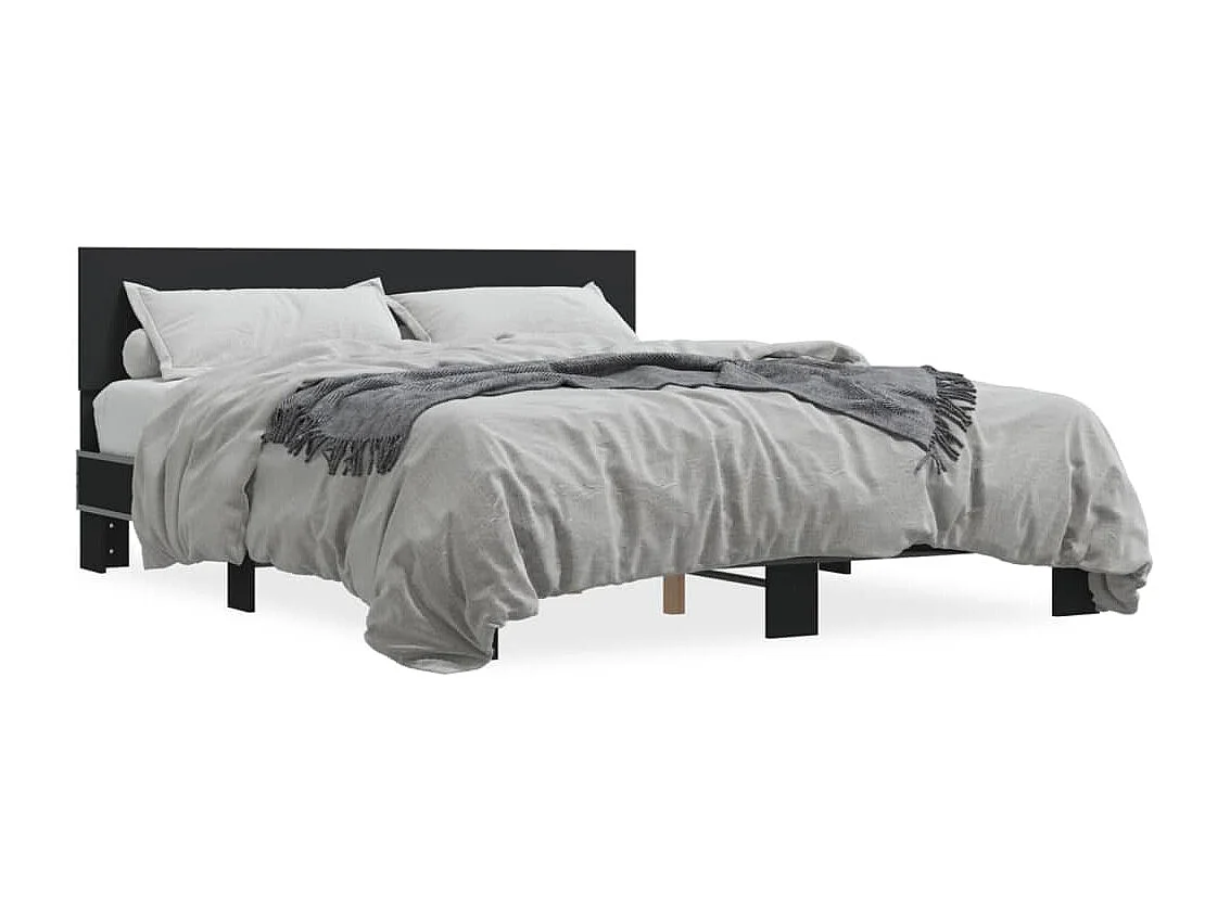 Estrutura de cama 160x200 cm derivados de madeira/metal preto