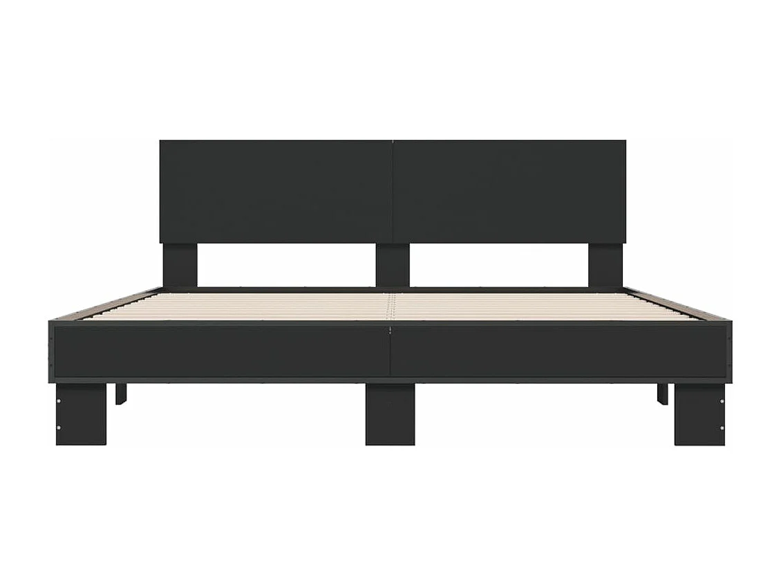 Estrutura de cama 160x200 cm derivados de madeira/metal preto
