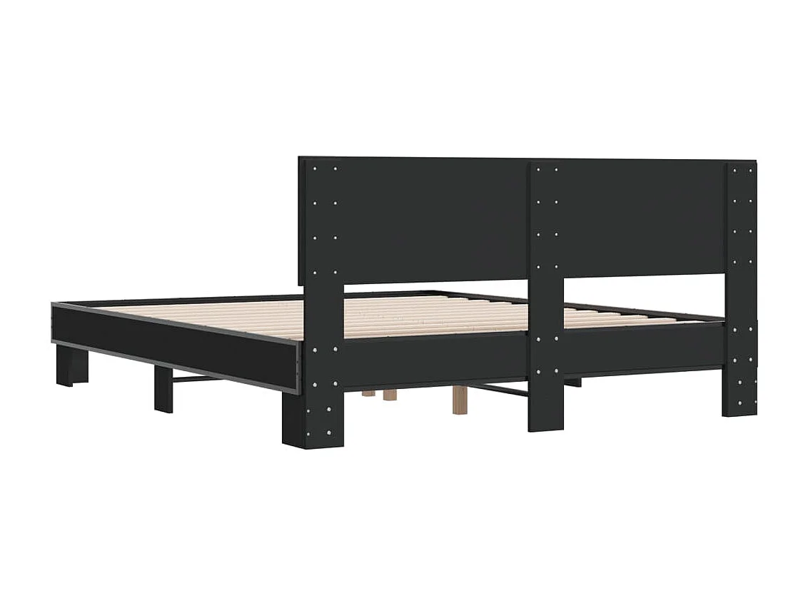 Estrutura de cama 160x200 cm derivados de madeira/metal preto