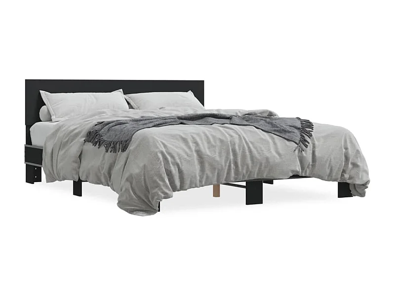 Estrutura de cama 160x200 cm derivados de madeira/metal preto