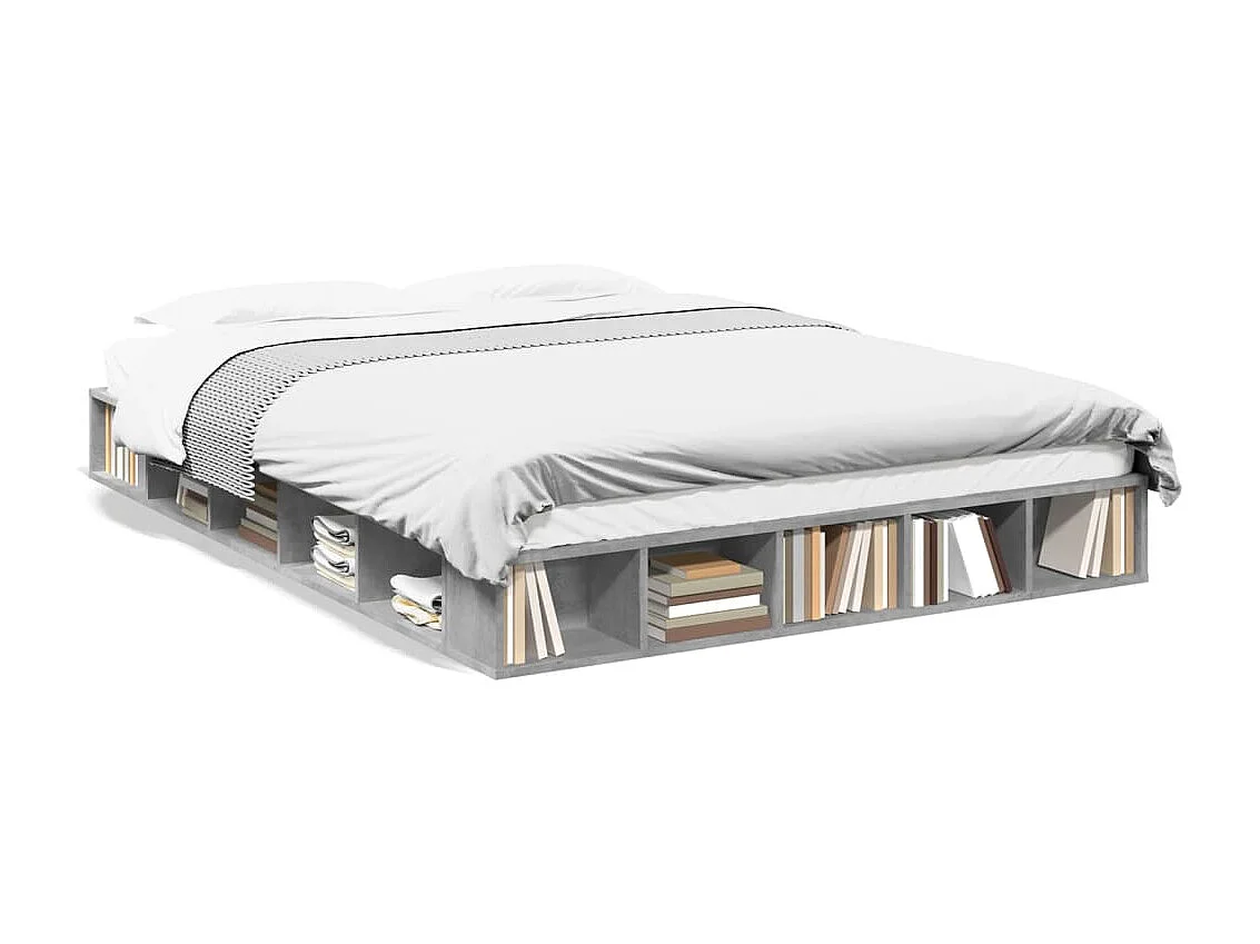 Estrutura de cama 160x200 cm derivados de madeira cinza cimento