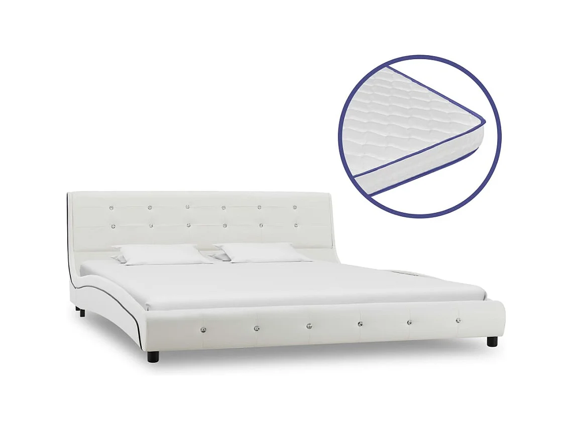 Lit avec matelas à mémoire de forme Blanc Similicuir 160x200 cm