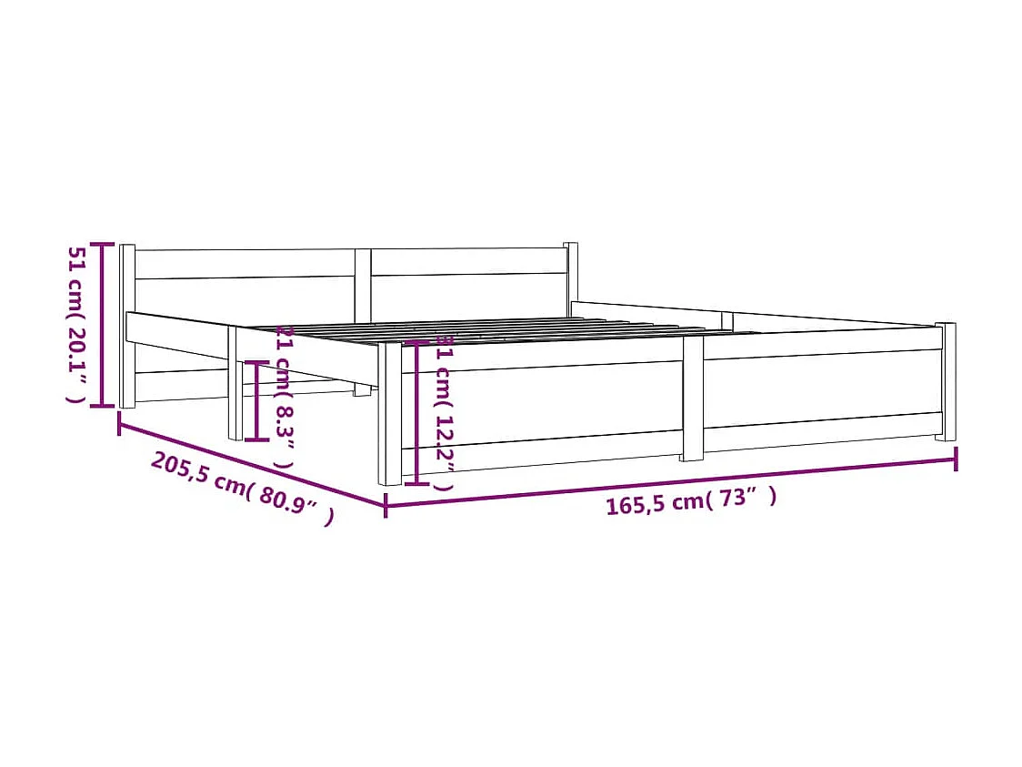 Estrutura de cama 160x200 cm madeira maciça