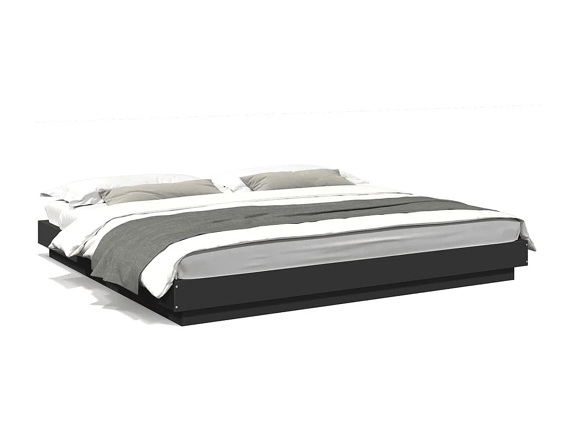 Estrutura de cama 180x200 cm derivados de madeira preto