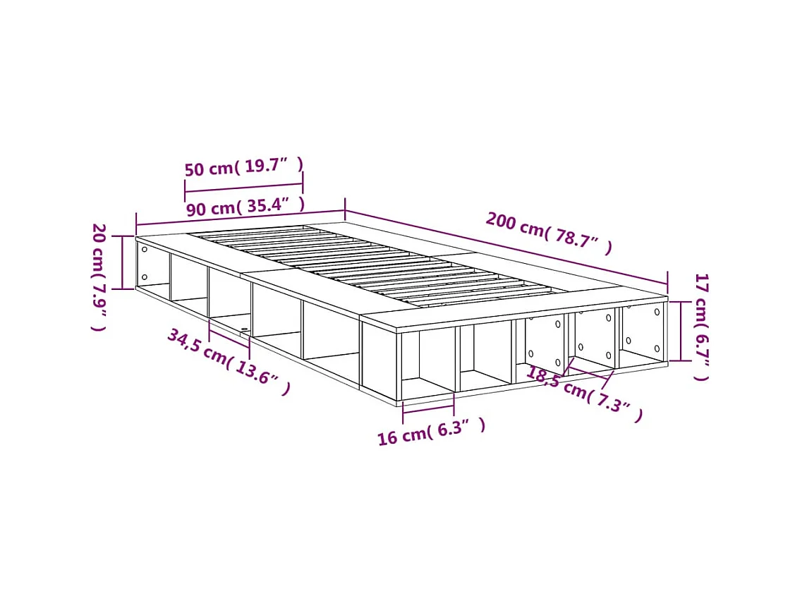Estructura de cama madera de ingeniería blanca 90x200 cm