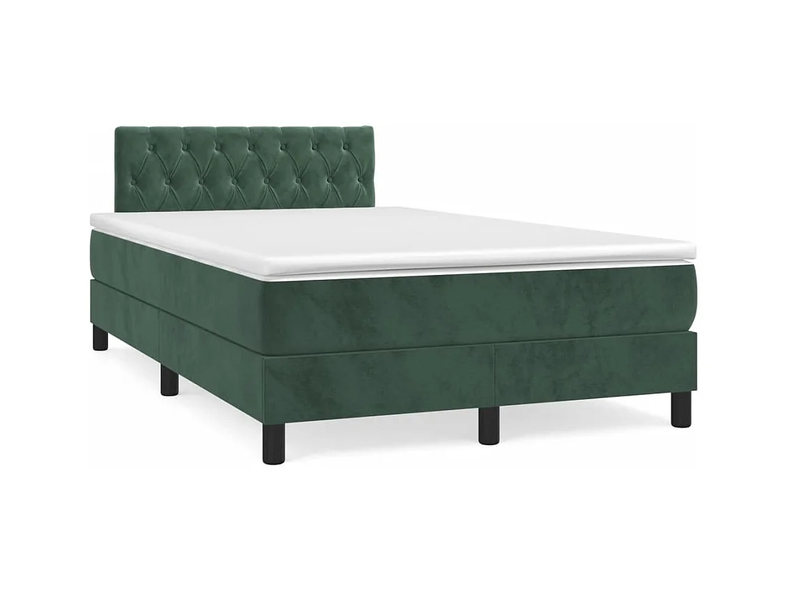 Sommier à lattes de lit avec matelas LED vert foncé 120x190 cm