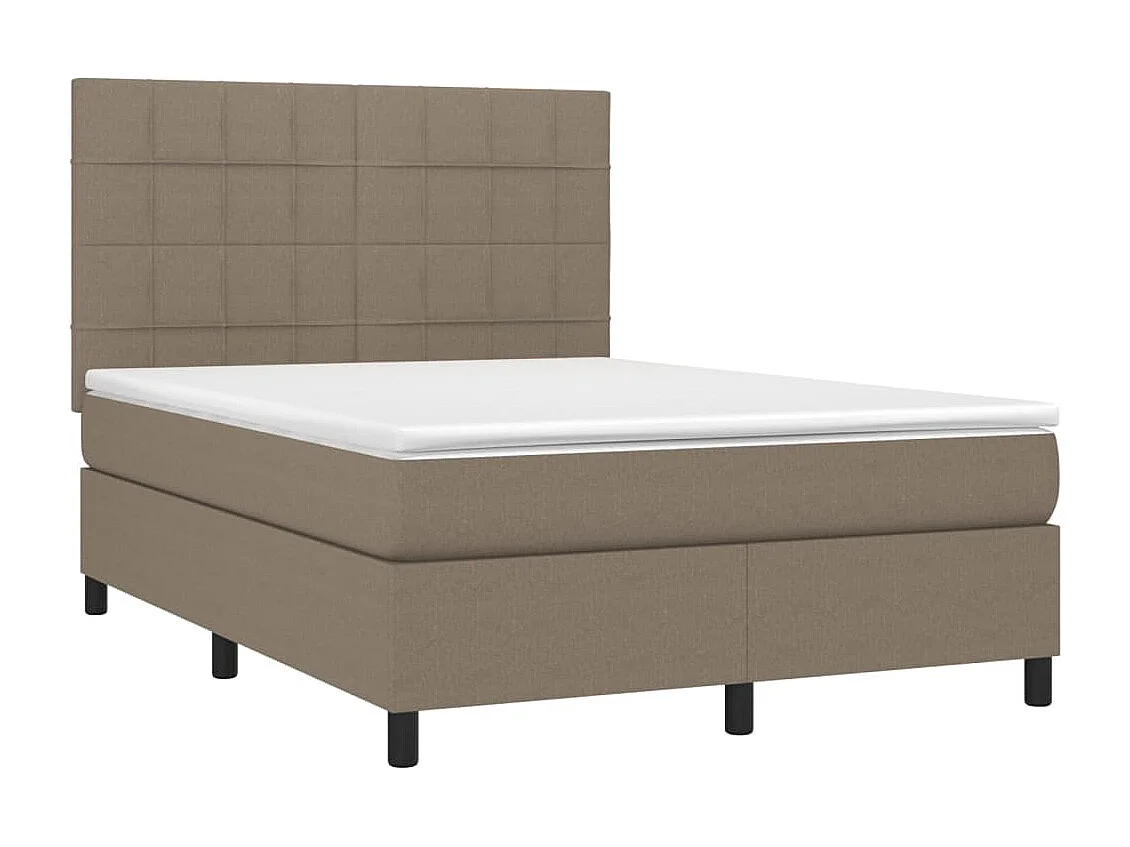 Sommier tapissier avec matelas et LED Taupe 140x200 cm Tissu