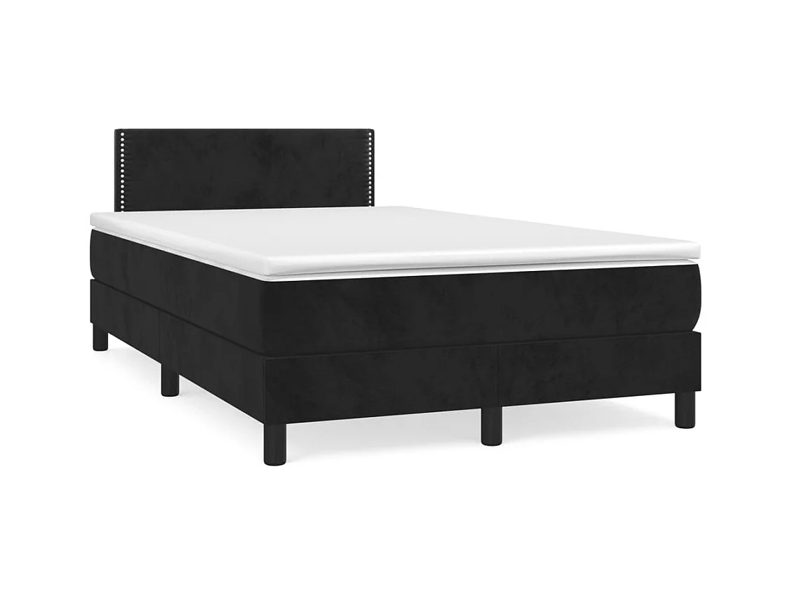 Sommier à lattes de lit avec matelas noir 120x190 cm velours