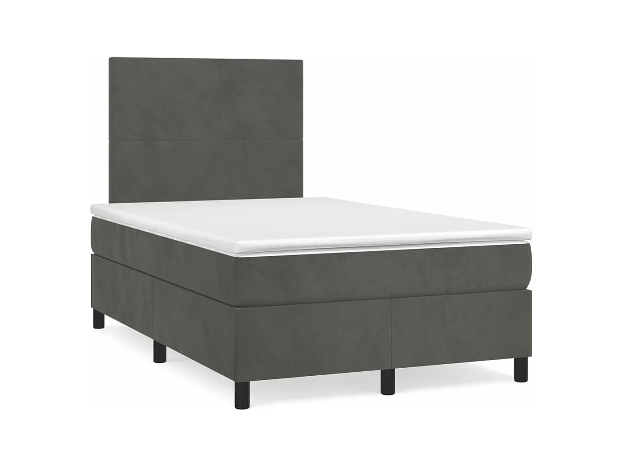 Sommier à lattes de lit avec matelas LED gris foncé 120x190 cm
