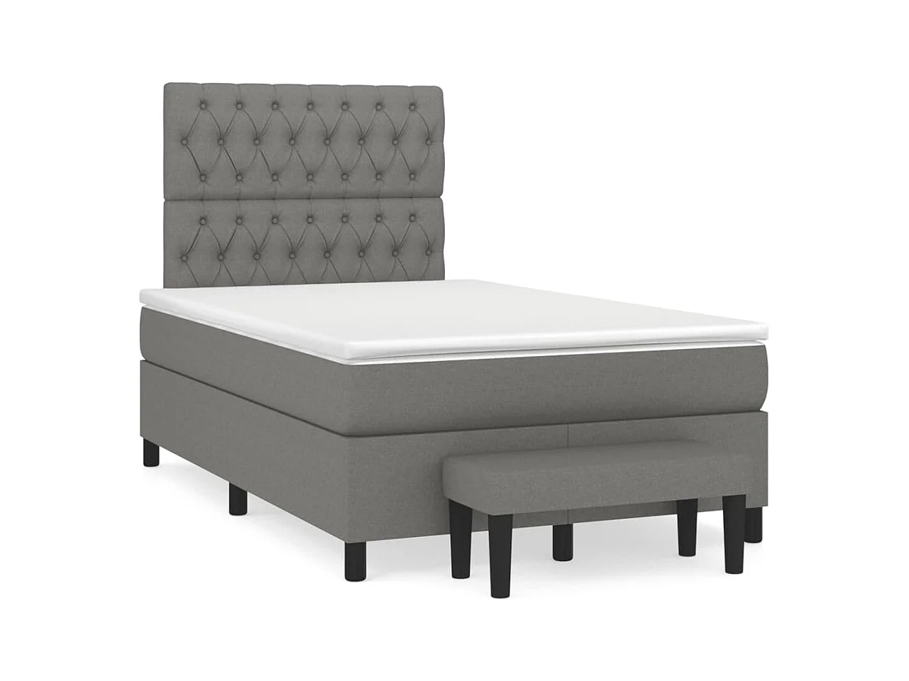 Sommier à lattes de lit avec matelas gris foncé 120x190cm tissu