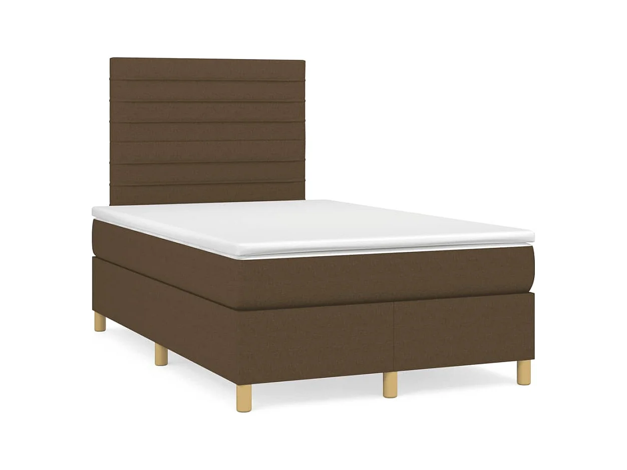 Cama box spring con colchón tela marrón oscuro 120x190 cm