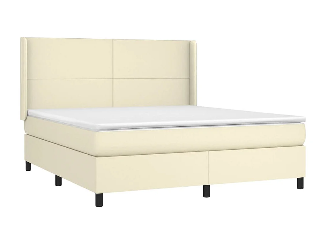 Sommier tapissier et matelas et LED Crème 180x200 cm Similicuir