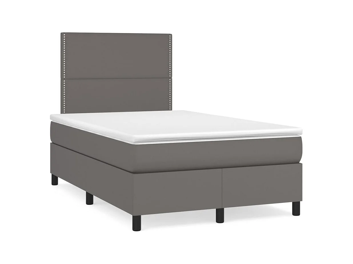 Sommier à lattes de lit matelas LED gris 120x190 cm similicuir