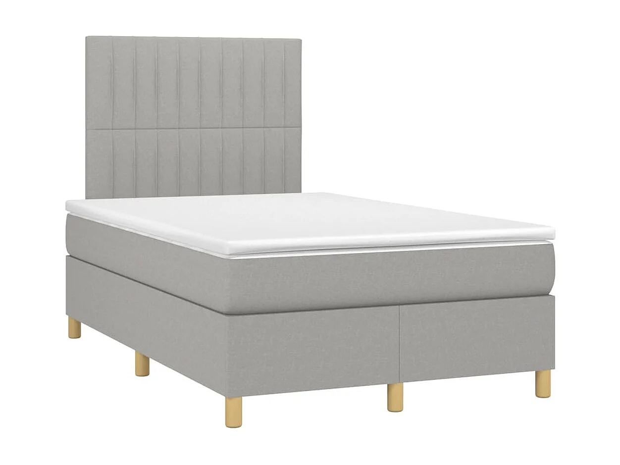 Cama boxspring com colchão 120x190 cm tecido cinzento-claro