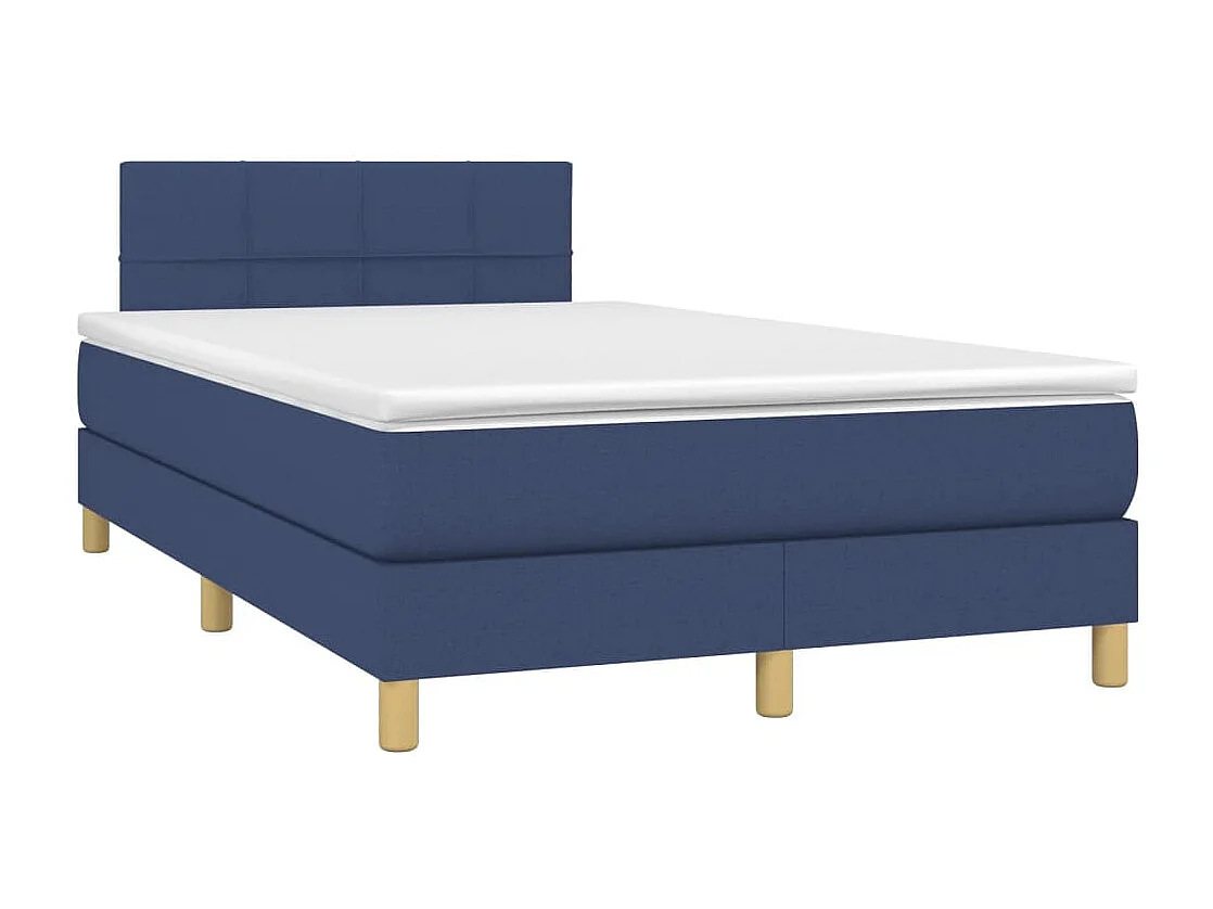 Sommier à lattes de lit matelas et LED bleu 120x190 cm tissu