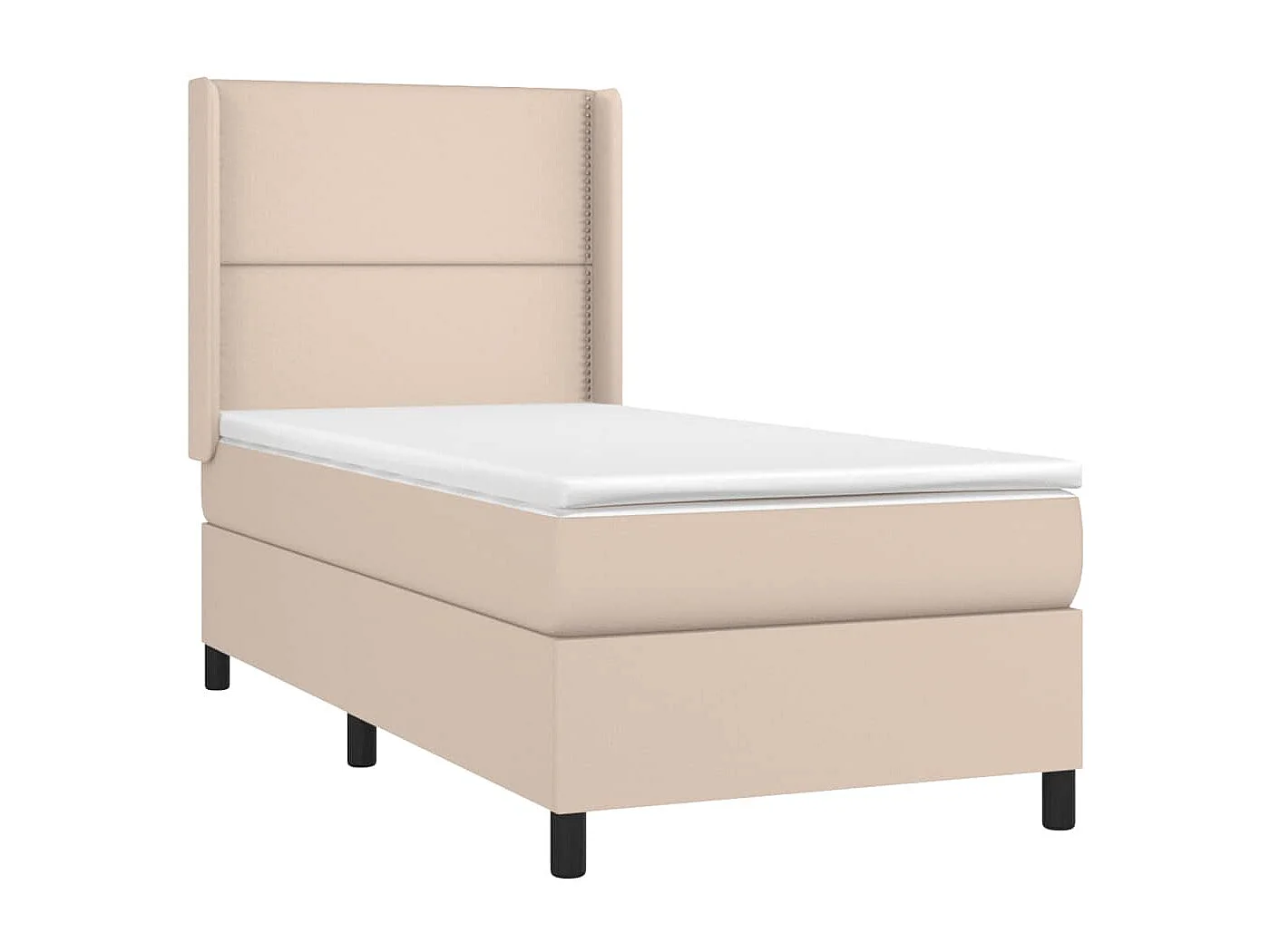 Sommier tapissier matelas et LED Cappuccino 80x200cm Similicuir
