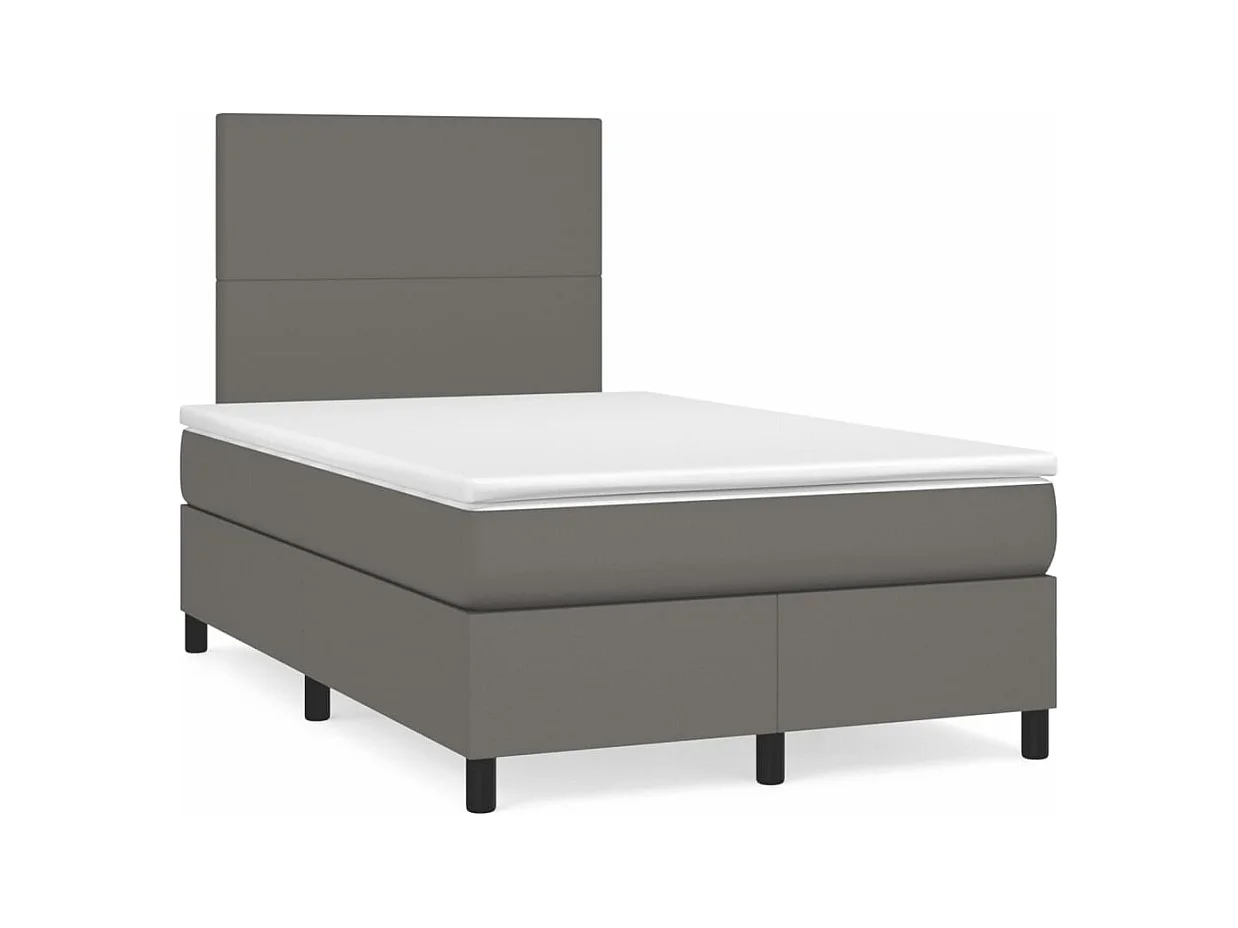 Sommier à lattes de lit matelas LED gris 120x190 cm similicuir