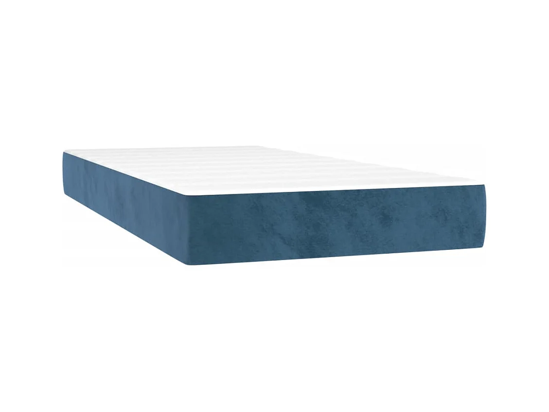 Cama box spring colchón y LED terciopelo azul oscuro 120x190 cm