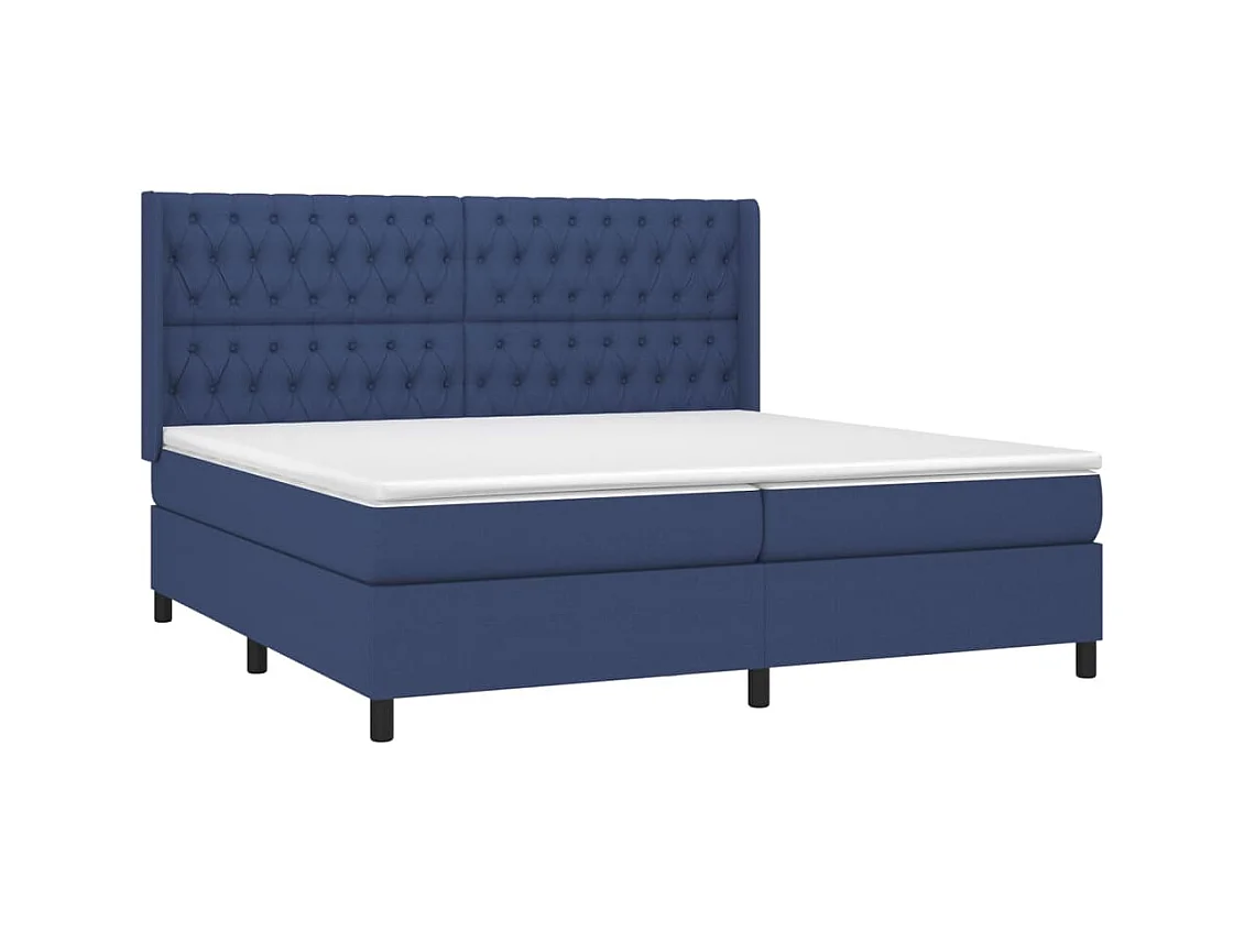 Sommier tapissier et matelas et LED Bleu 200x200 cm Tissu