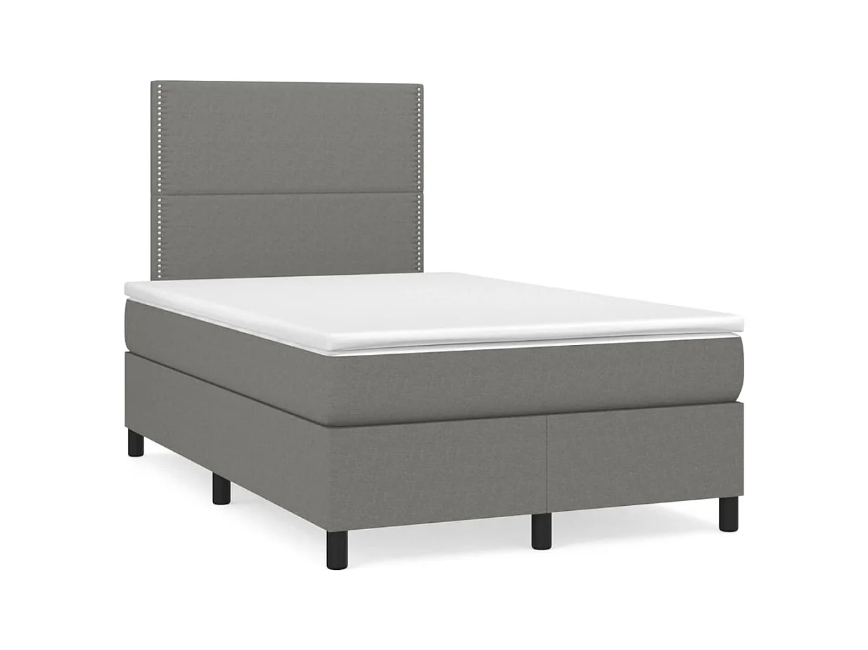 Sommier à lattes de lit matelas LED gris foncé 120x190 cm tissu