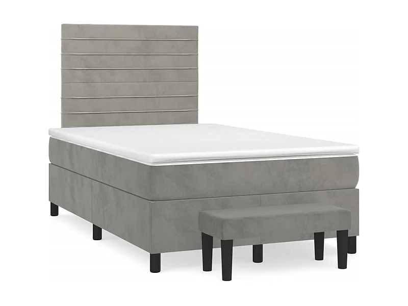 Cama boxspring com colchão 120x190 cm veludo cinzento-claro