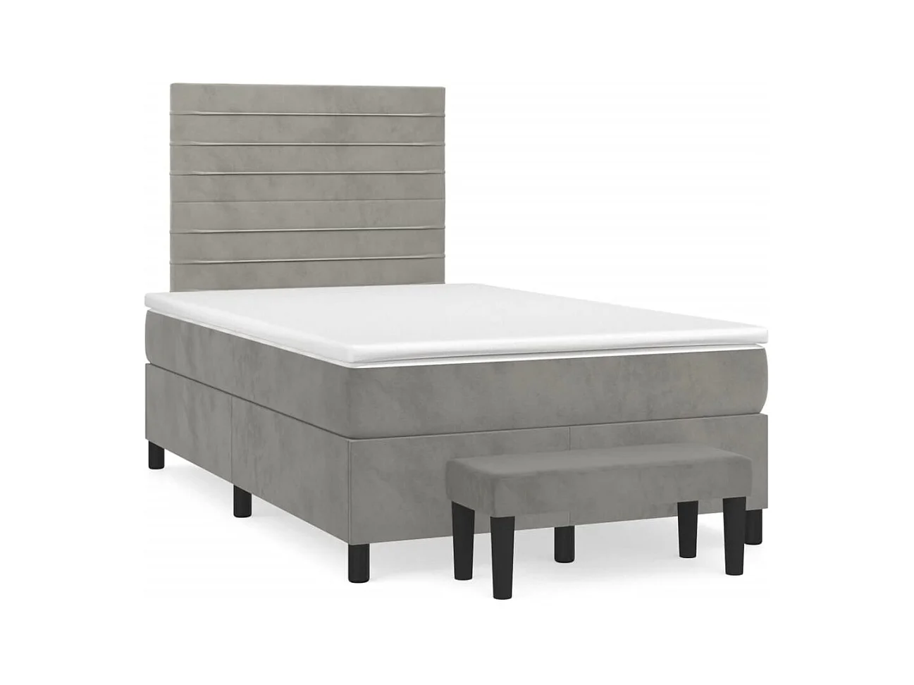 Boxspring met matras fluweel lichtgrijs 120x190 cm