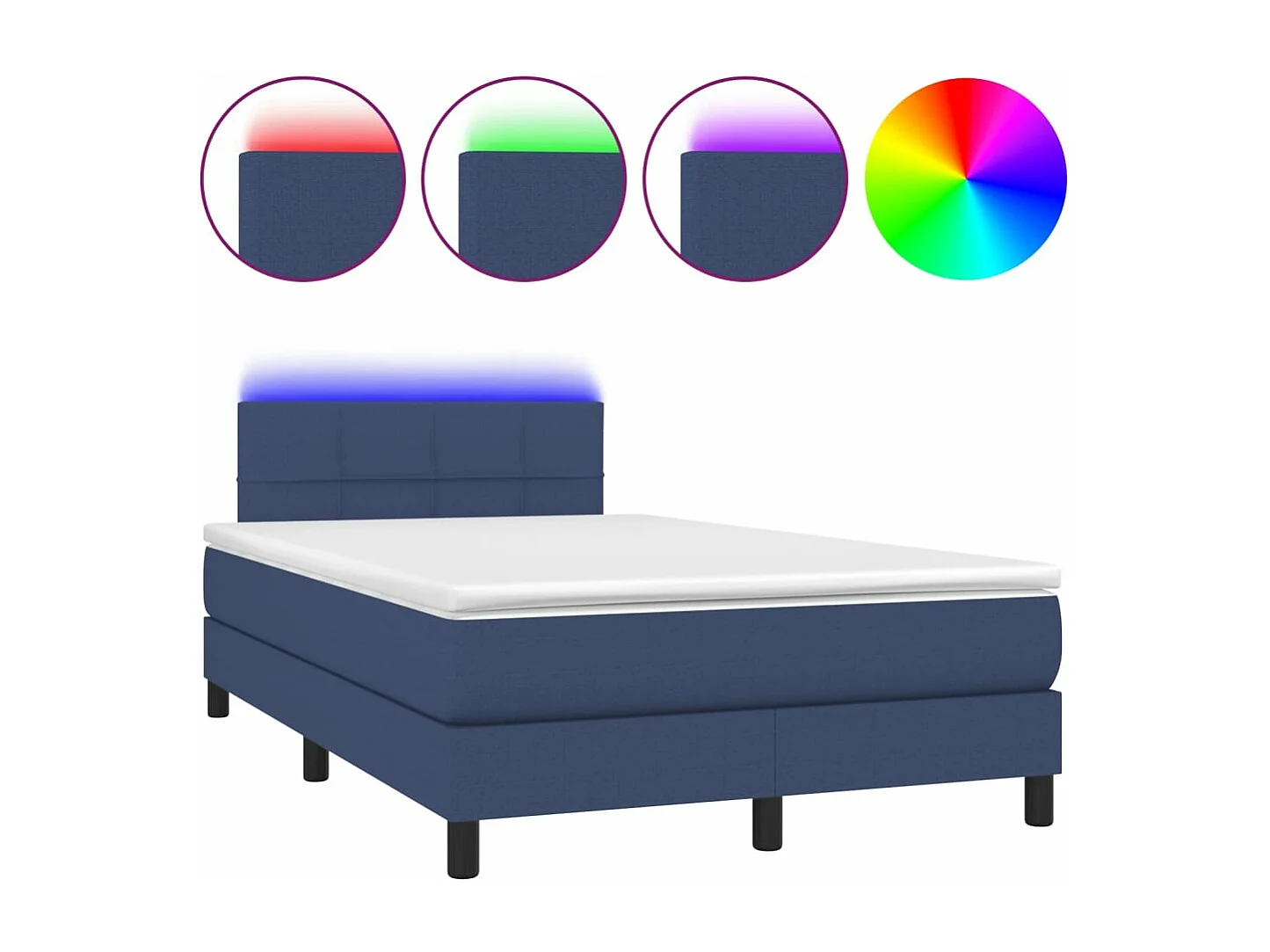 Boxspring met matras en LED stof blauw 120x190 cm