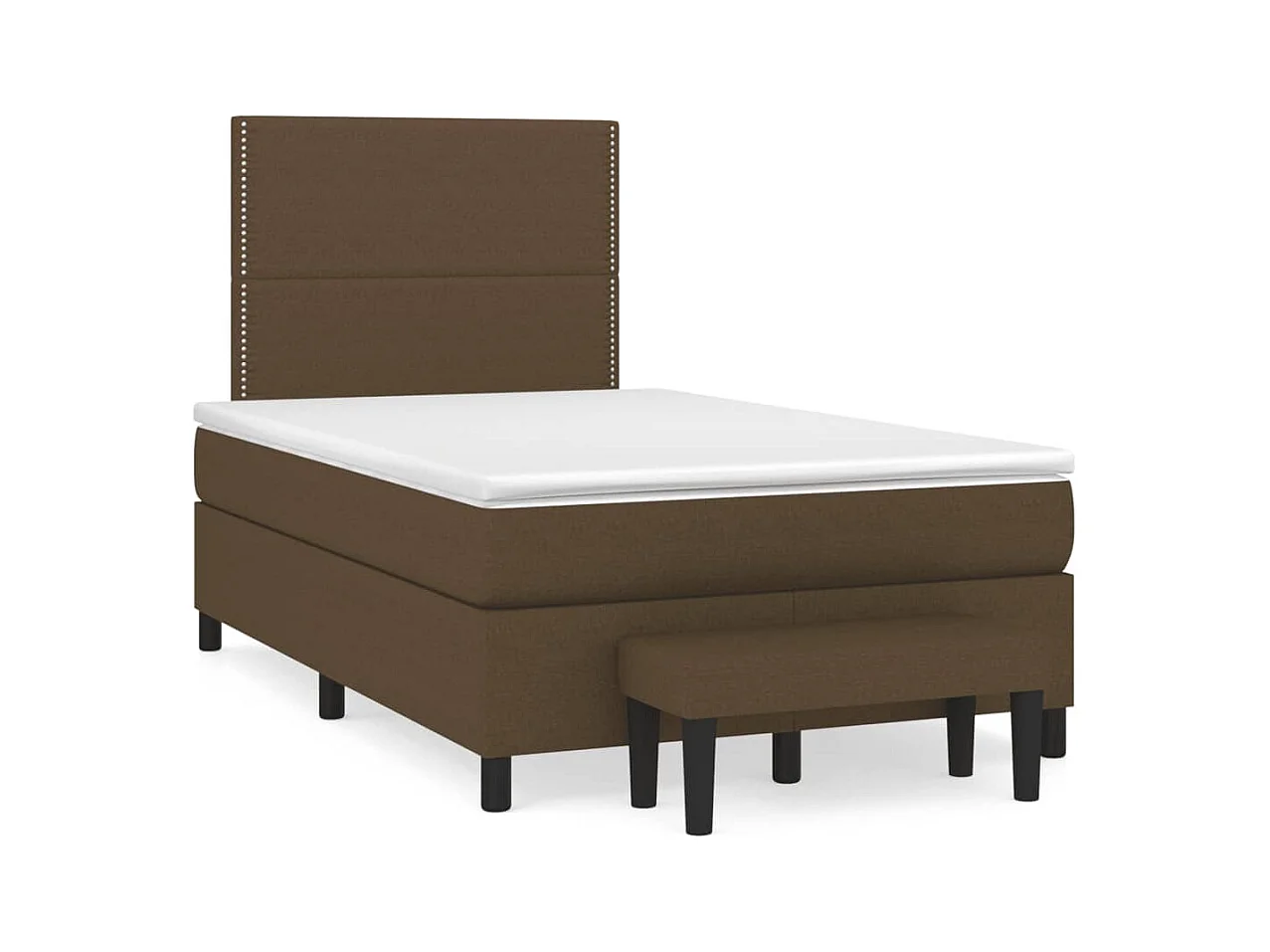 Cama box spring con colchón tela marrón oscuro 120x190 cm