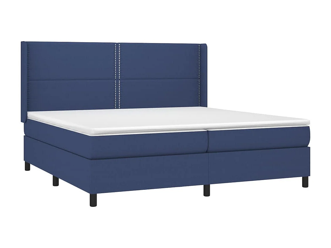Sommier tapissier et matelas et LED Bleu 200x200 cm Tissu