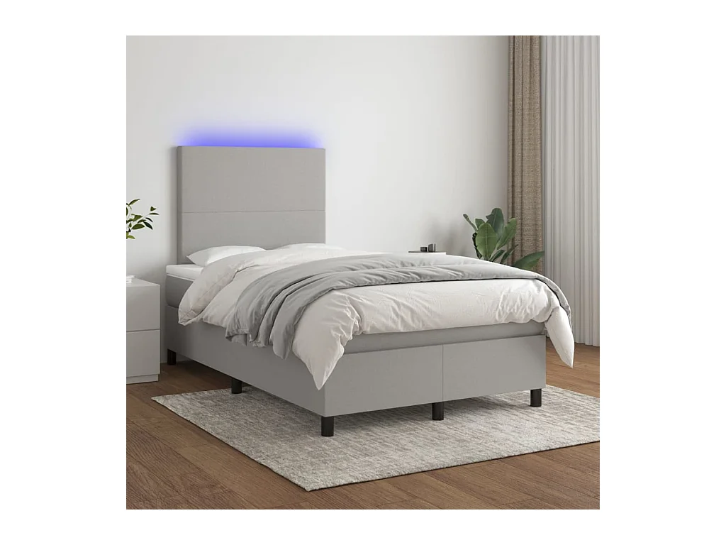 Boxspring met matras en LED stof lichtgrijs 120x200 cm