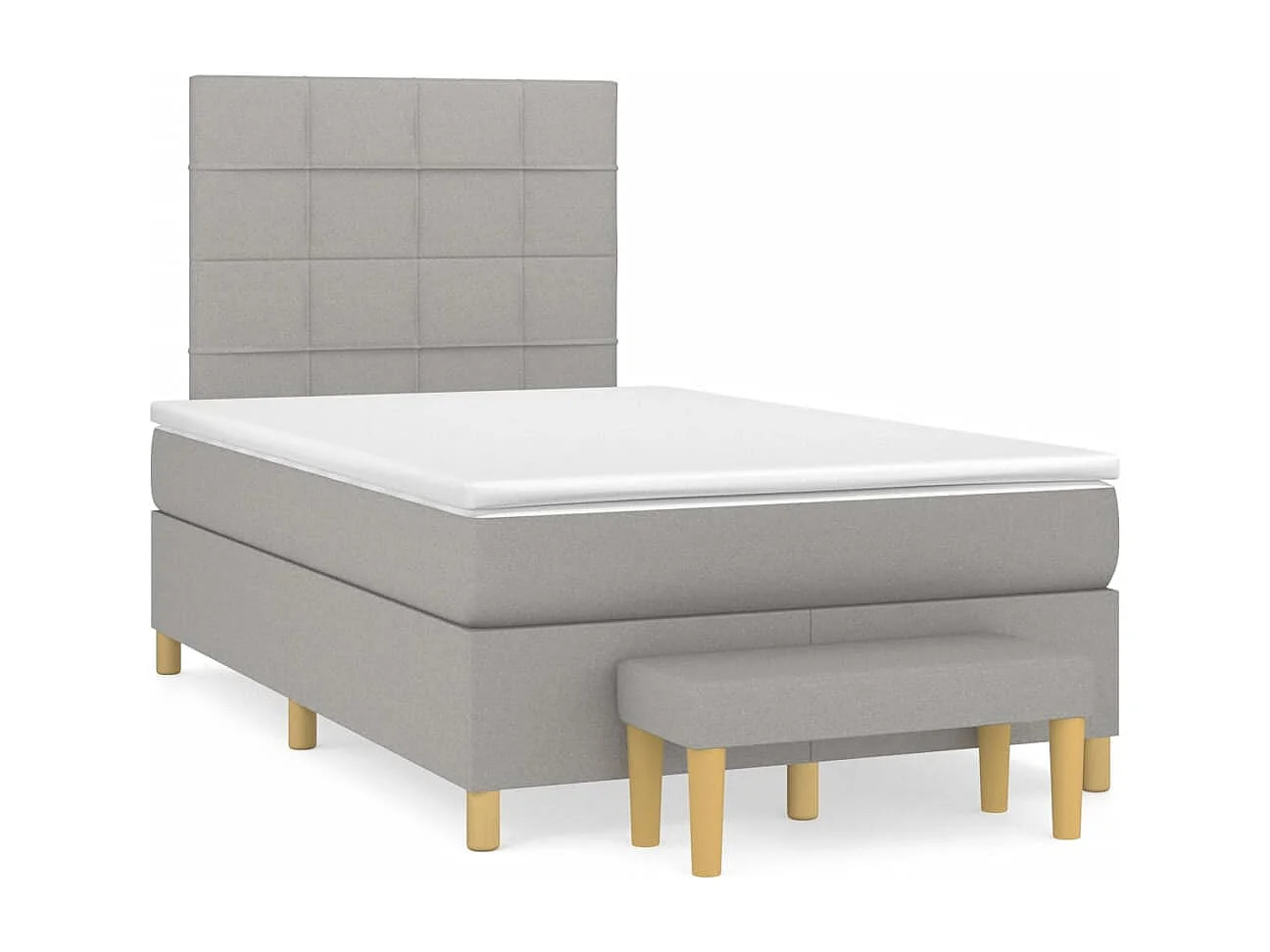 Sommier à lattes de lit et matelas gris clair 120x190 cm tissu