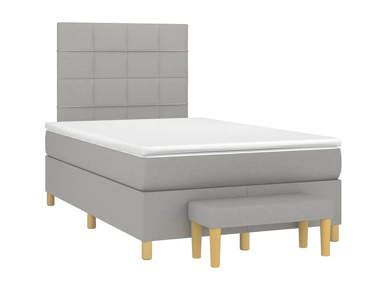 Sommier à lattes de lit et matelas gris clair 120x190 cm tissu