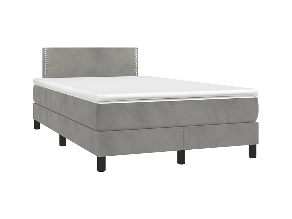 Cama box spring colchão LED 120x190 cm couro artif. cinza-claro