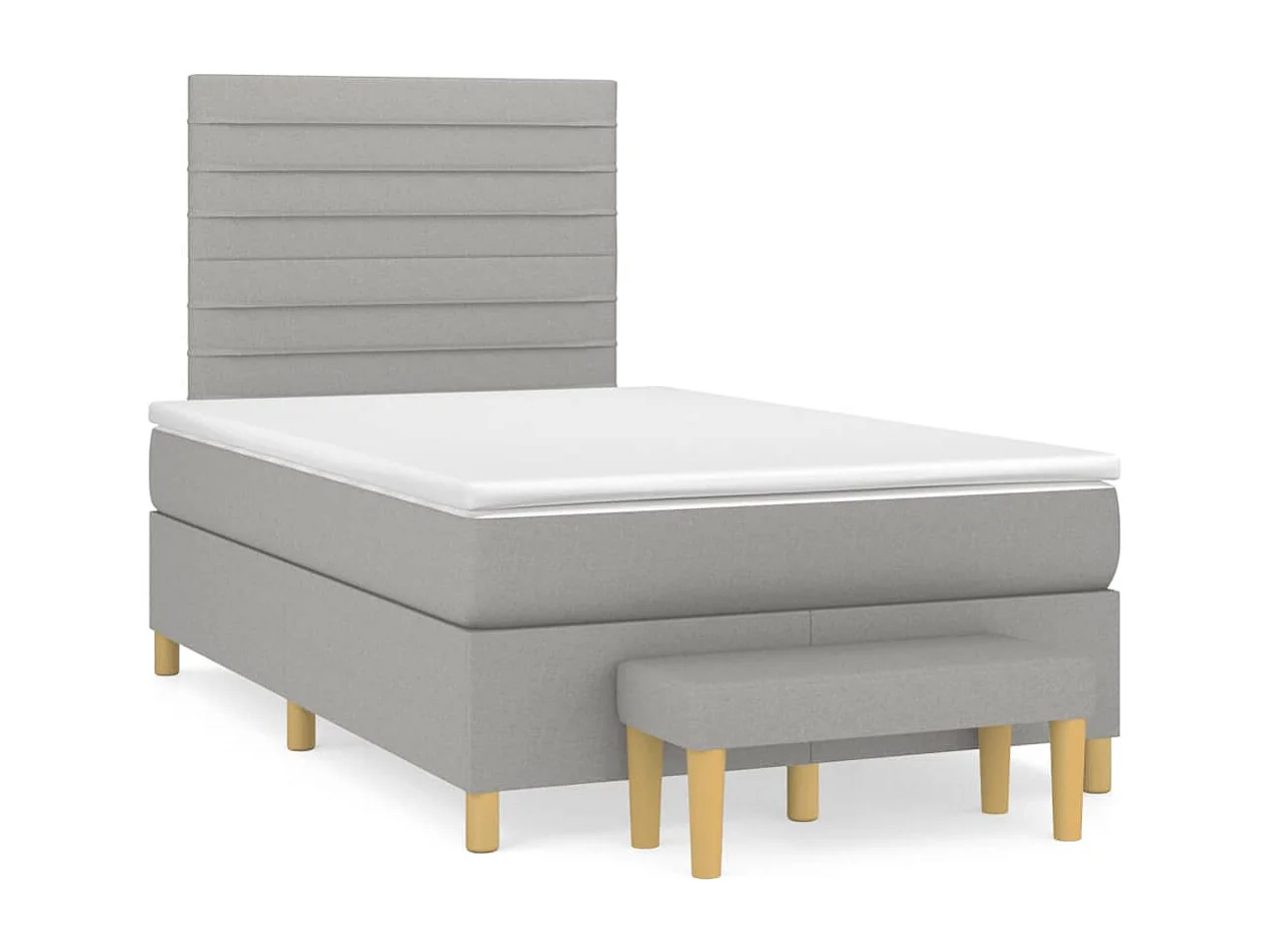 Sommier à lattes de lit et matelas gris clair 120x190 cm tissu