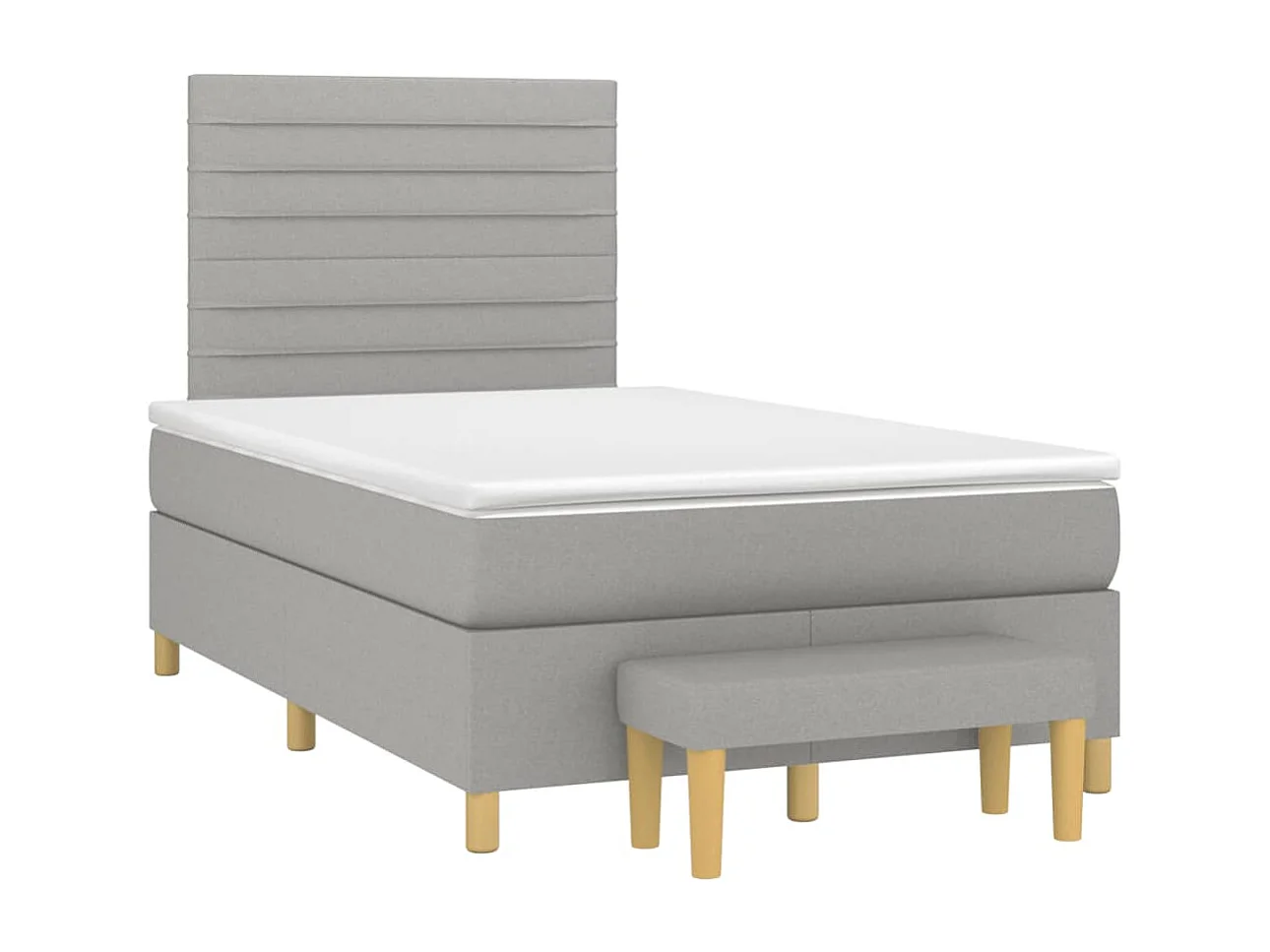 Sommier à lattes de lit et matelas gris clair 120x190 cm tissu