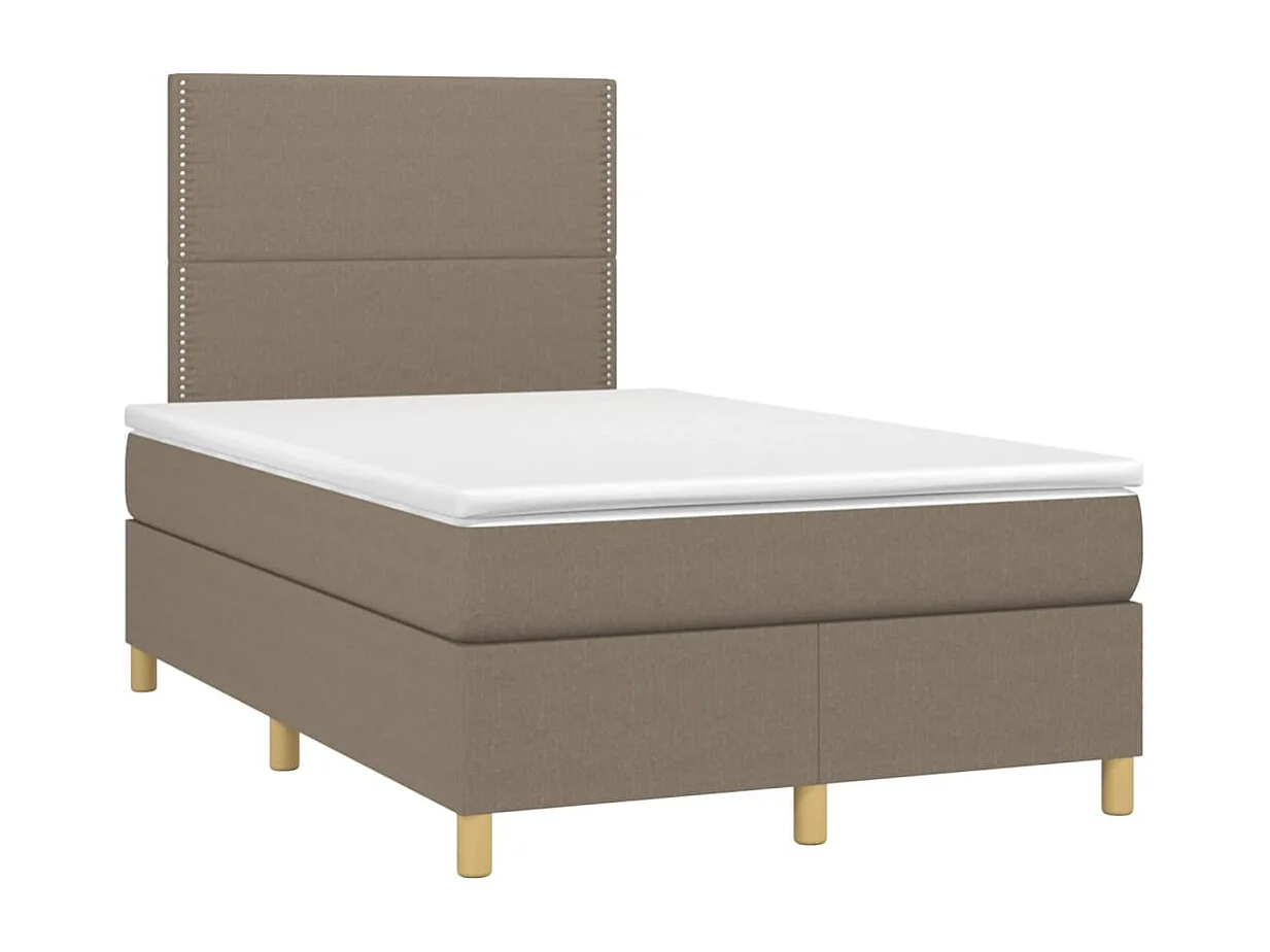 Sommier à lattes de lit matelas et LED taupe 120x190 cm tissu